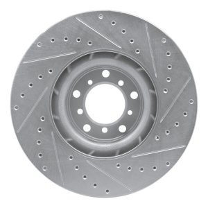 BMW M5 Brake Rotor (1) - Right Front - R1 Concepts - Drilled & Slotted - Silver - `00-`03